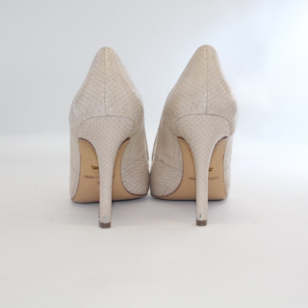 Pour la Victoire Leather Lace Pointed Toe Pumps Beige High Heels #133 - Picture 4 of 11
